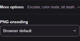More options contains PNG encoding. Browser default is the starting choice.