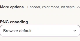 More options contains PNG encoding. Browser default is the starting choice.