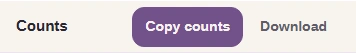 The Counts heading with the Copy counts and Download buttons beside it.