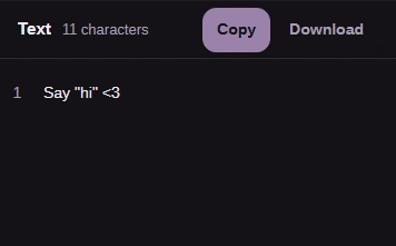 FluffyBench result Say "hi" <3 under the Text label.