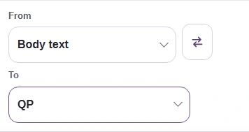 FluffyBench From and To controls set to Body text and QP.