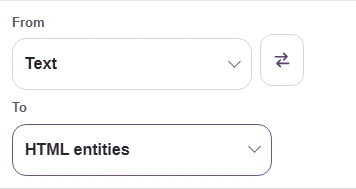 From is Text; To opens the output choices.