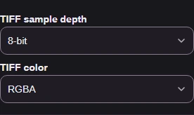 Choose the depth and color your receiving app asks for.