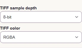 Choose the depth and color your receiving app asks for.