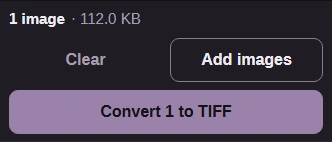 Close TIFF settings with the gear, then press Convert 1 to TIFF.