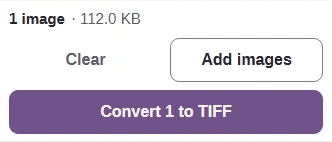 Close TIFF settings with the gear, then press Convert 1 to TIFF.