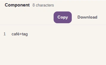 FluffyBench result café+tag under the Component label.
