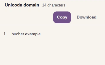 FluffyBench result bücher.example under the Unicode domain label.