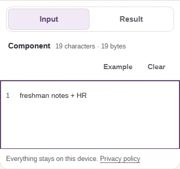 Phone Input view with freshman notes + HR and the Input and Result tabs.