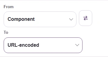 FluffyBench From and To controls set to Component and URL-encoded.