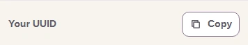 The Your UUID heading with a Copy button beside it.