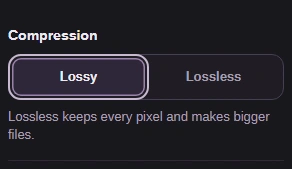 Compression set to Lossy.