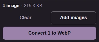 The Convert 1 to WebP button.