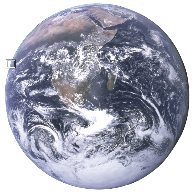 Whole transparent Earth graphic with the compared edge marked.