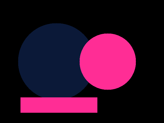 Magenta fills the changed positions across the partly transparent circle and bar, over a dimmed graphic.