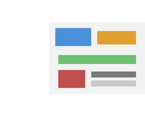 A flat interface screenshot sample made from rectangles and bars.