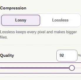 Compression set to Lossy and Quality at 92.